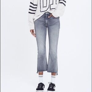 Mother Insider Crop Jean Step Fray Jean Huntress Grey Designer Sz 28 NEW